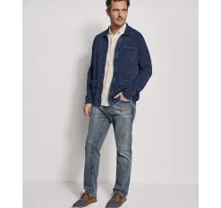 Indigo Full-Button Knit Jacket