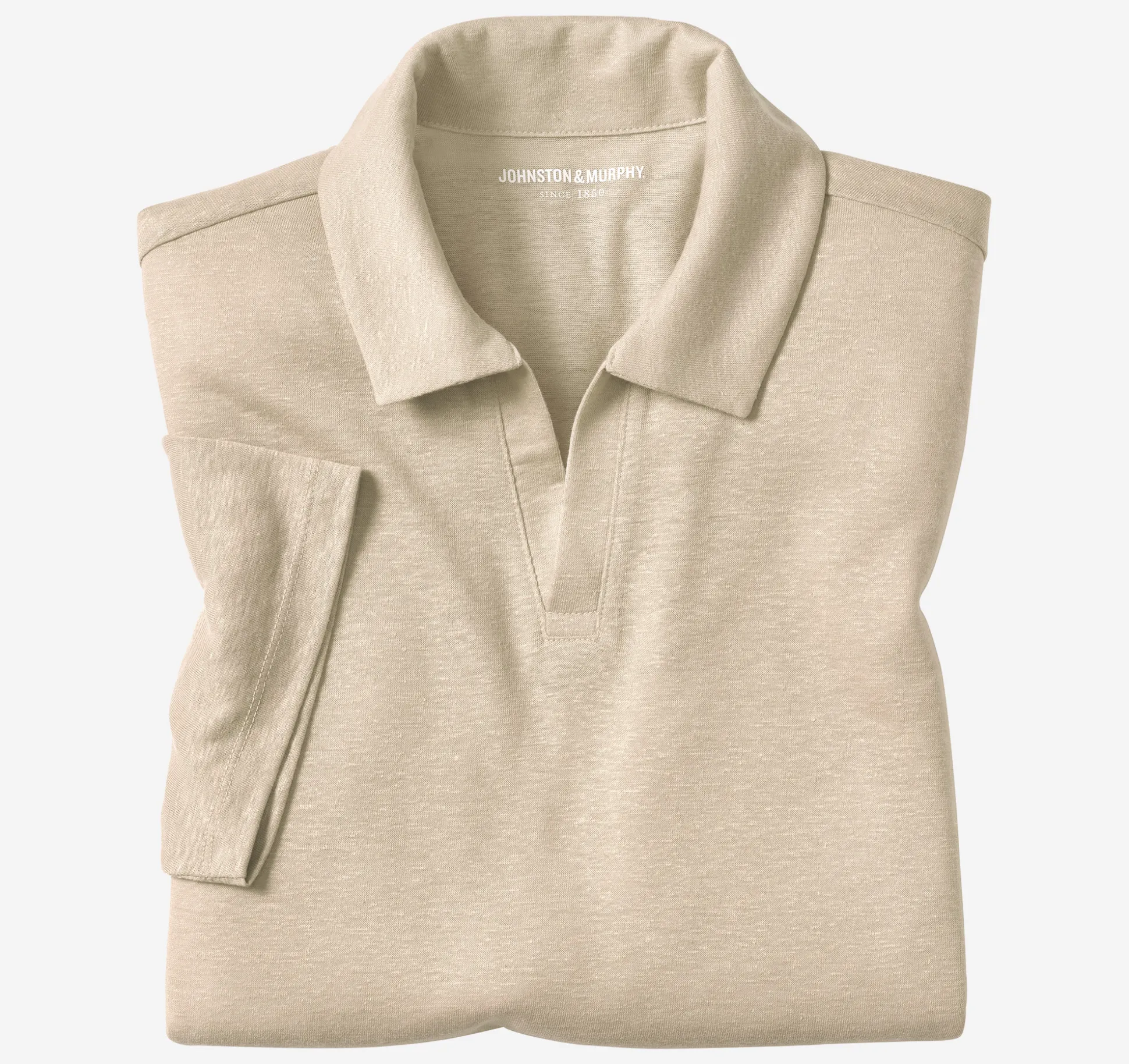 Linen-Blend V-Neck Polo