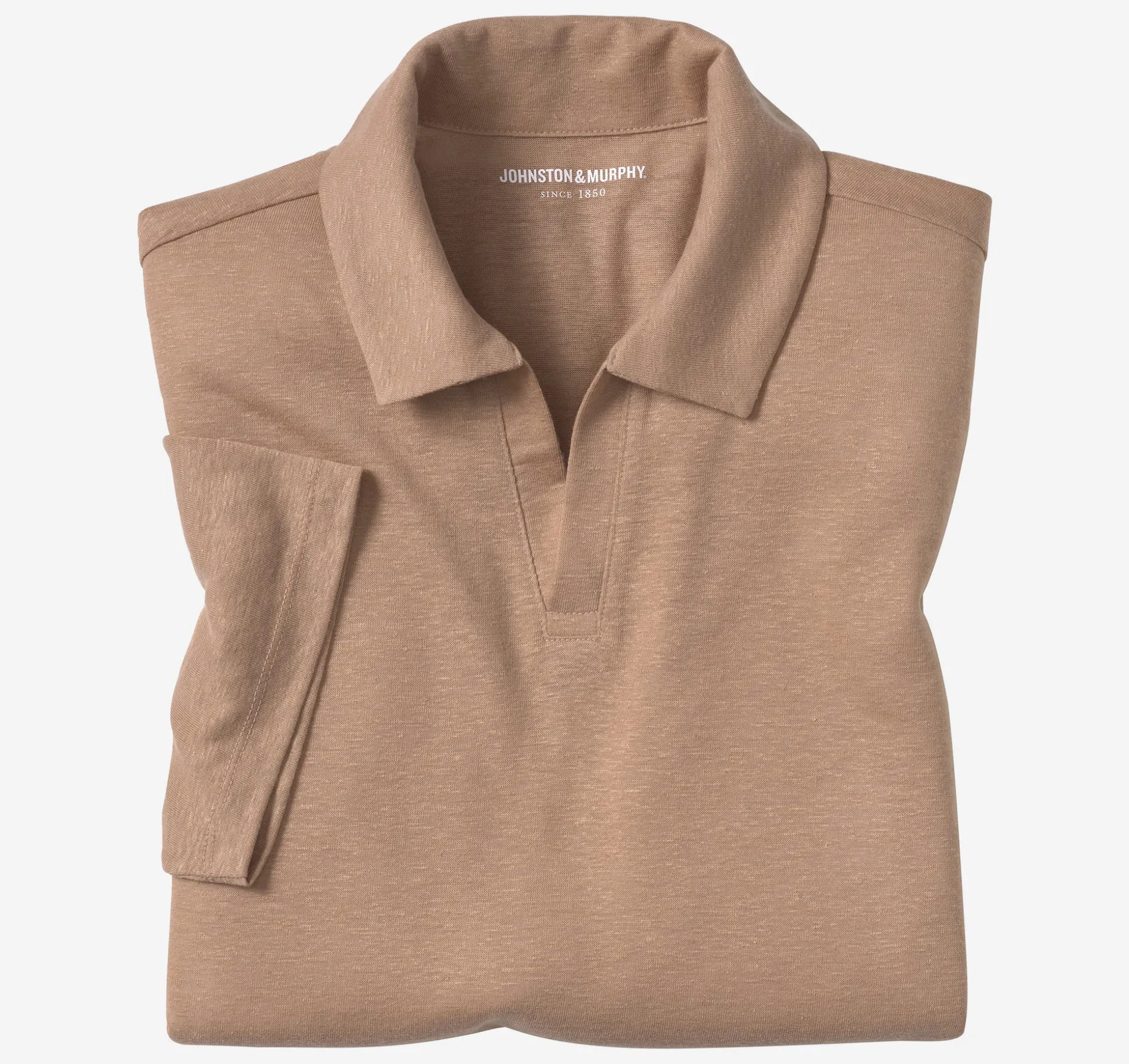 Linen-Blend V-Neck Polo