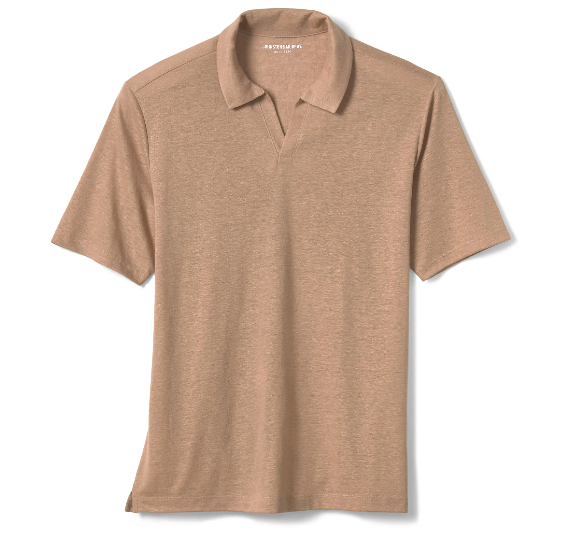 Linen-Blend V-Neck Polo