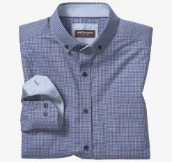 Long-Sleeve Twill Checked Shirt