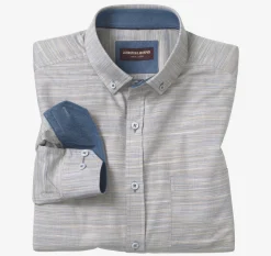 Long-Sleeve Twill Checked Shirt