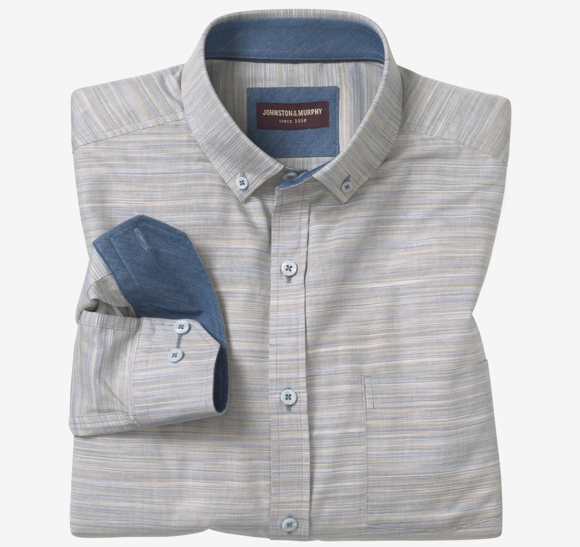 Long-Sleeve Twill Checked Shirt