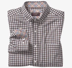 Long-Sleeve Twill Checked Shirt