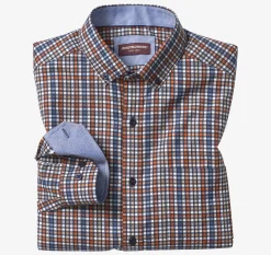 Long-Sleeve Twill Checked Shirt