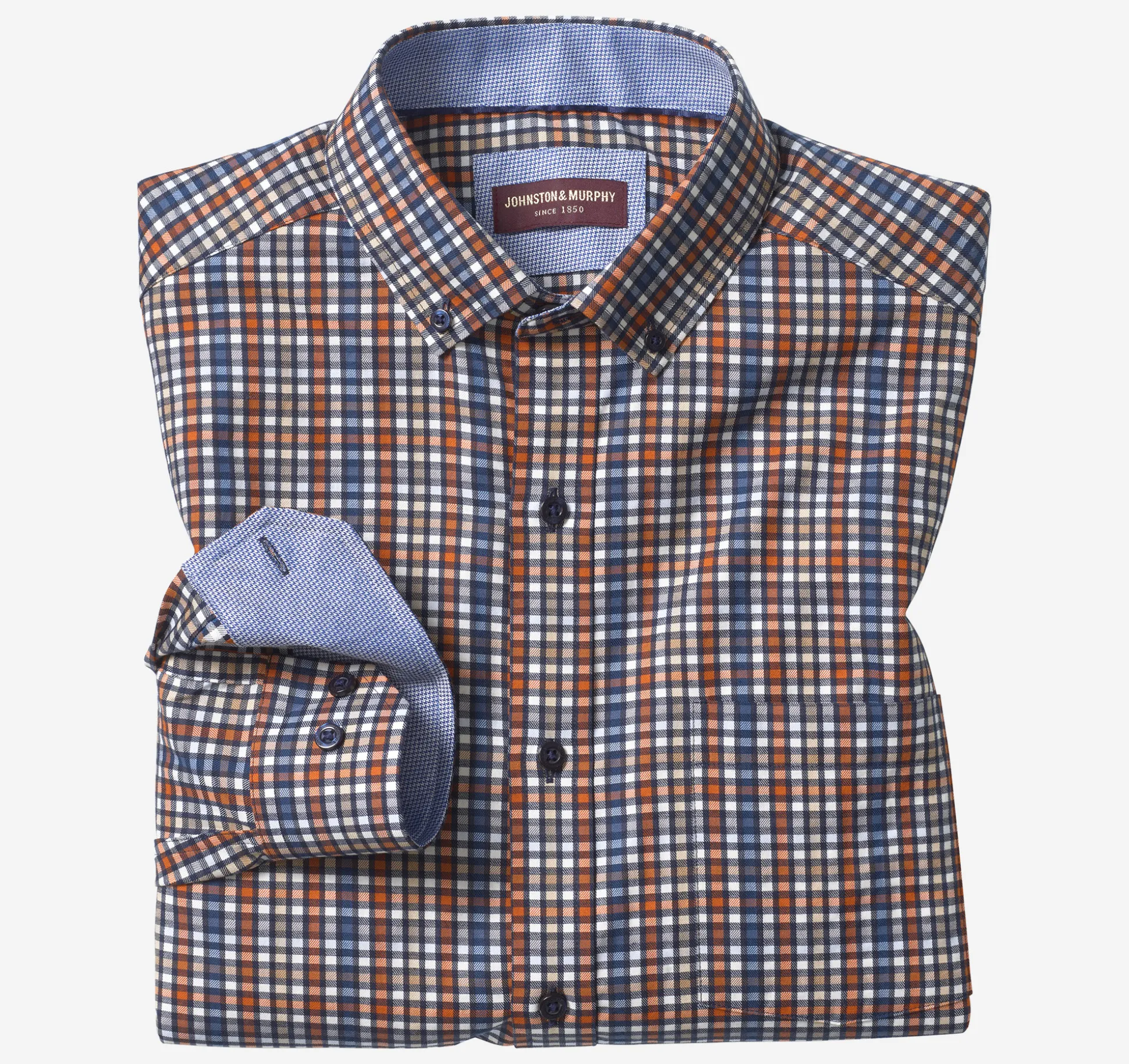 Long-Sleeve Twill Checked Shirt