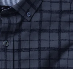 Long-Sleeve Twill Checked Shirt