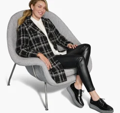 Plaid Coat with Removable Faux-Fur Collar