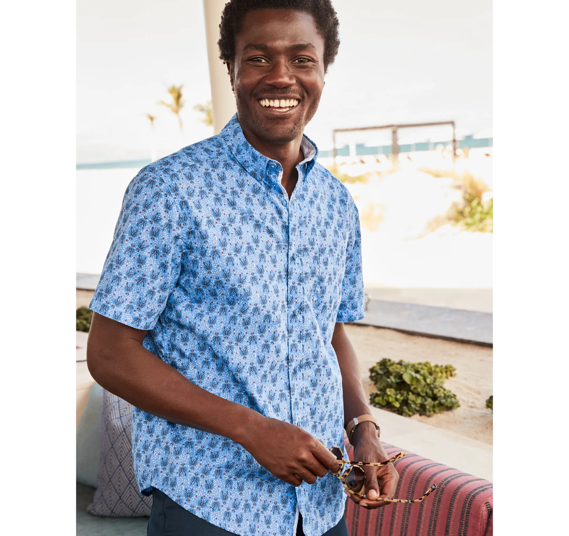 Printed Cotton Short-Sleeve Shirt