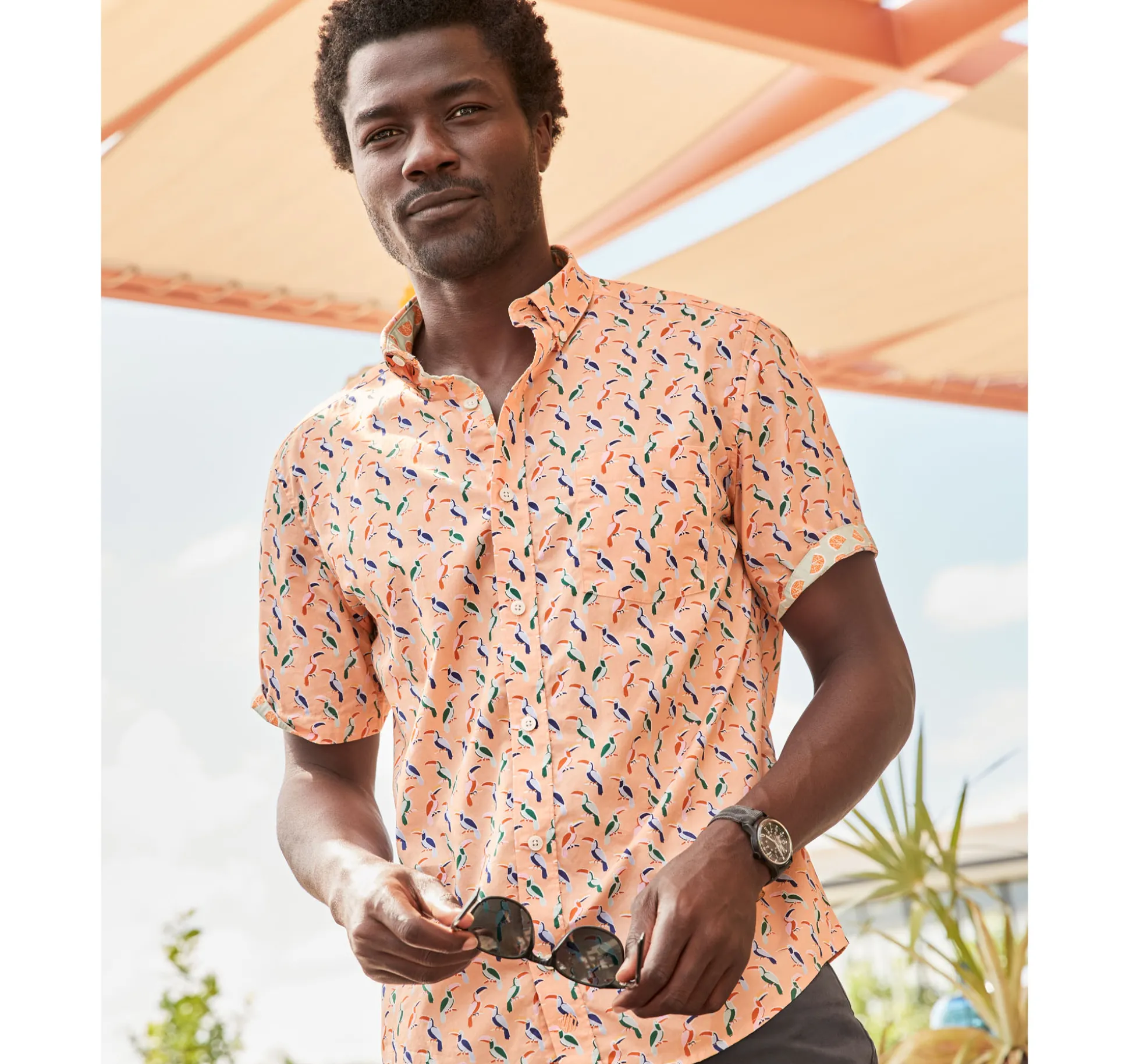 Printed Cotton Short-Sleeve Shirt