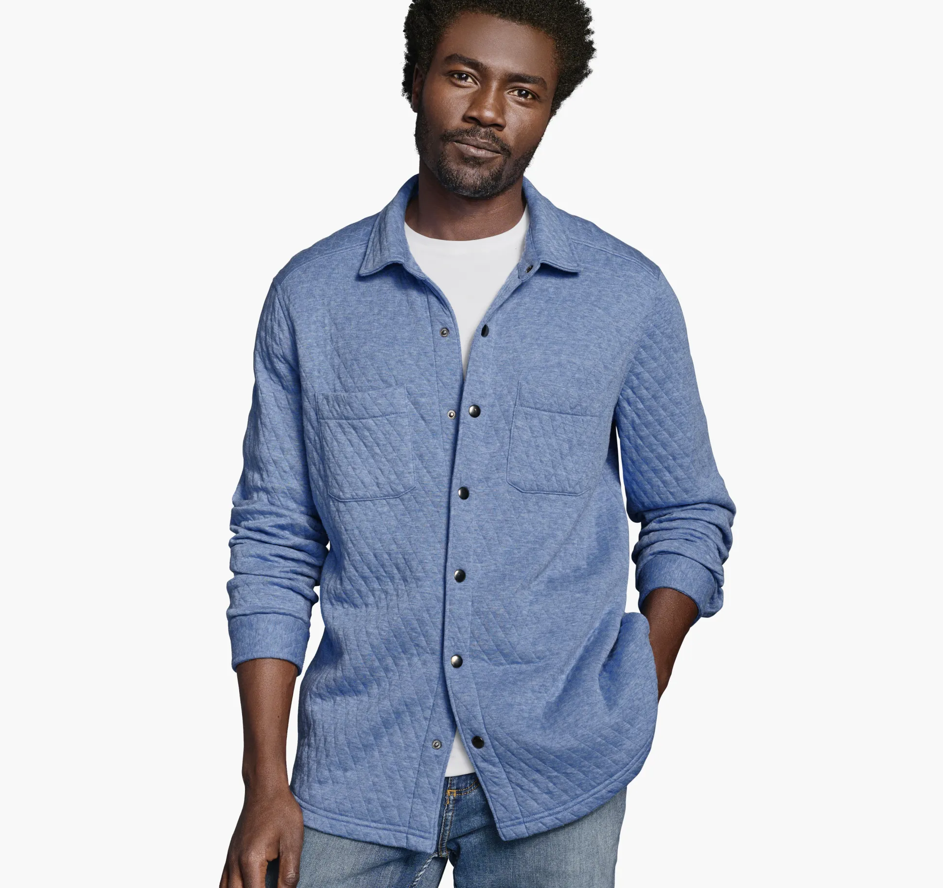 Quilted Snap-Front Knit