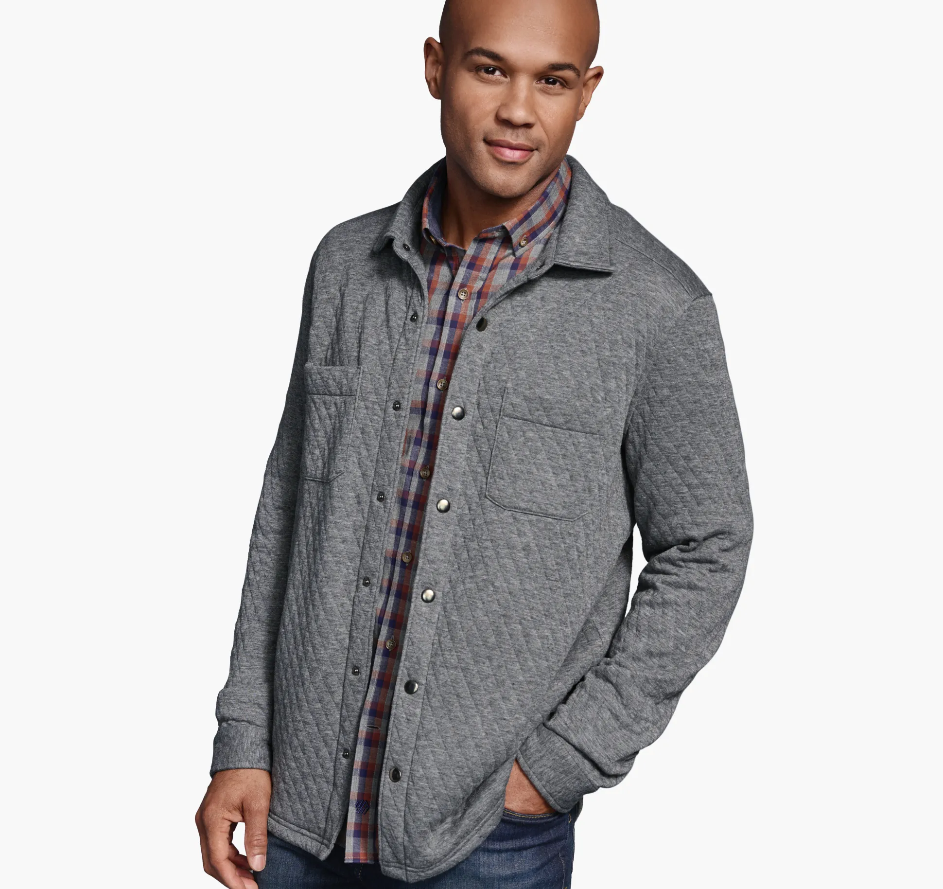 Quilted Snap-Front Knit