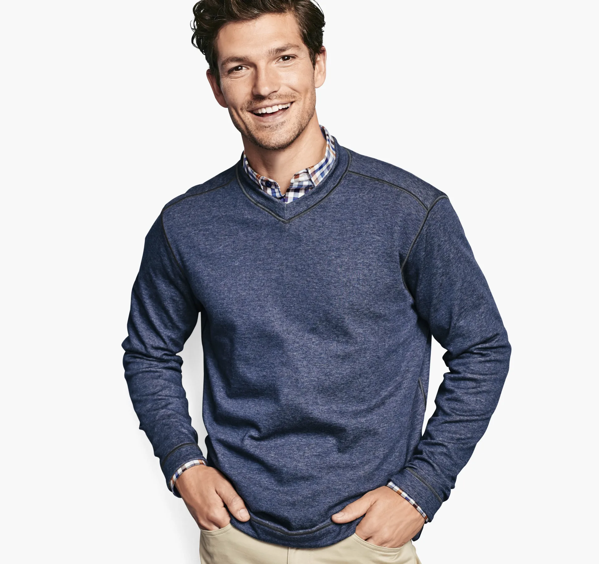 Reversible Long-Sleeve V-Neck