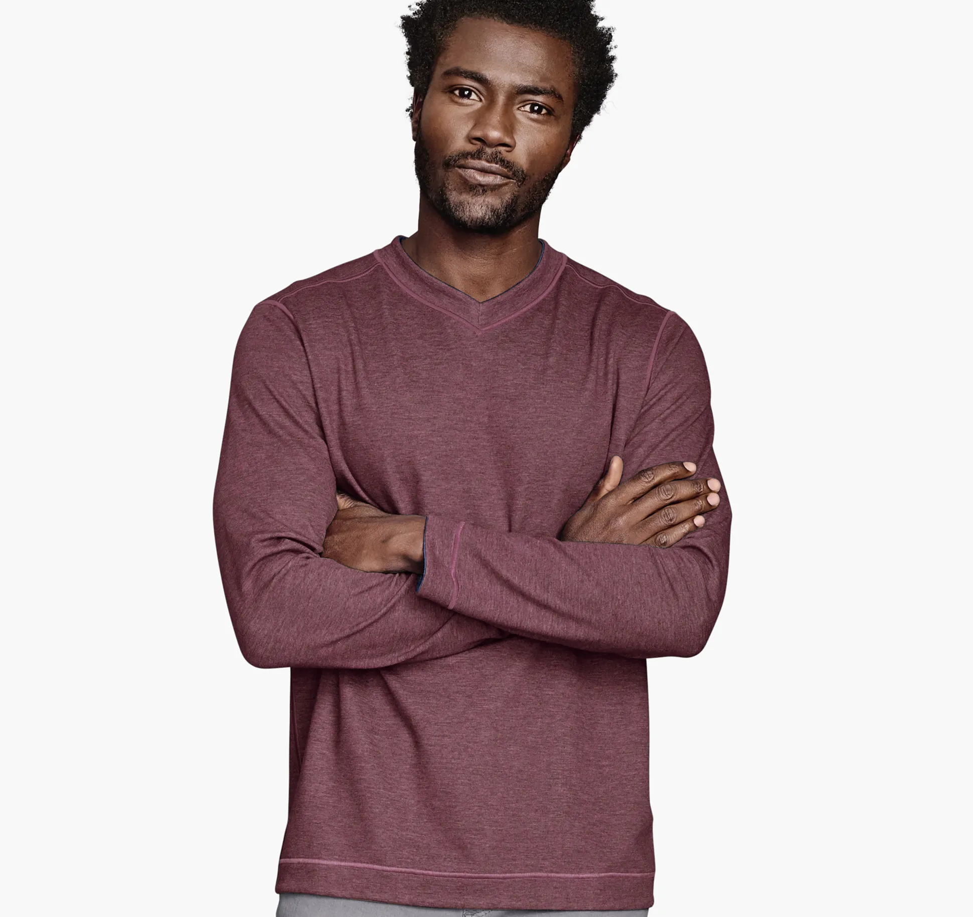Reversible Long-Sleeve V-Neck