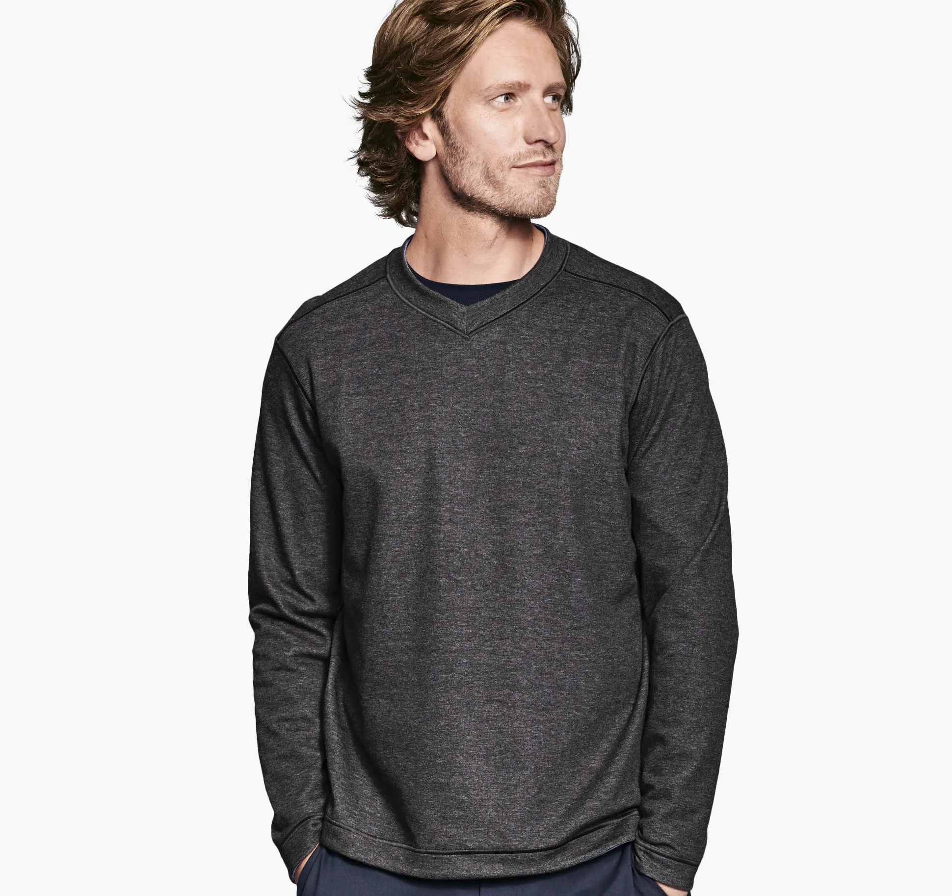 Reversible Long-Sleeve V-Neck