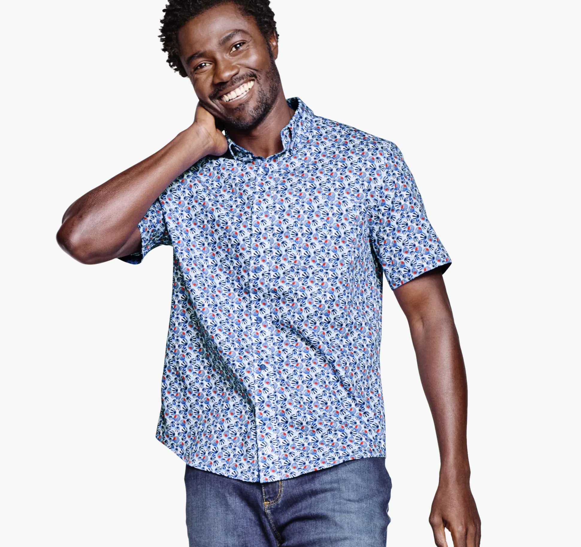Textured Cotton Short-Sleeve Shirt