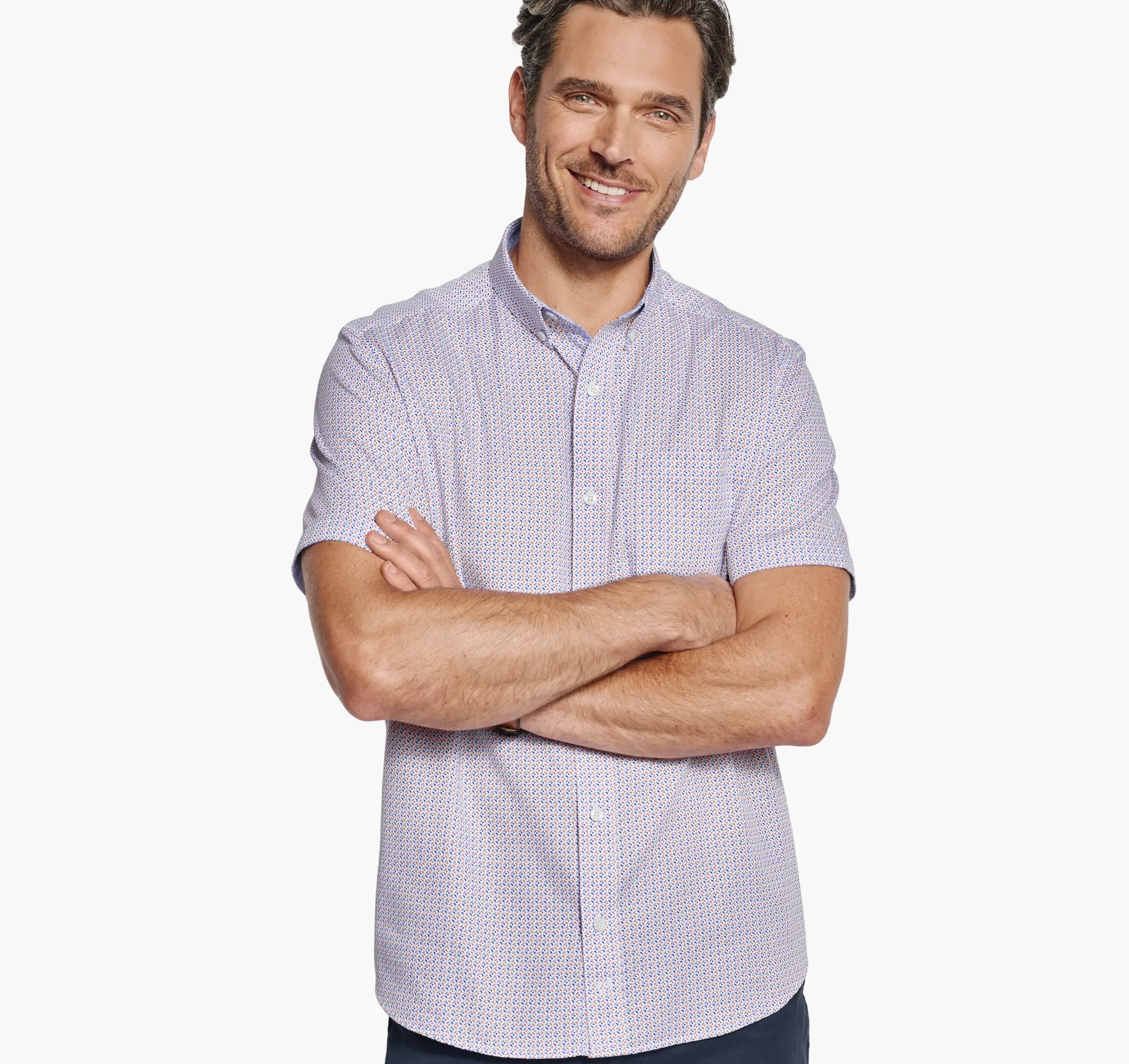 Textured Cotton Short-Sleeve Shirt