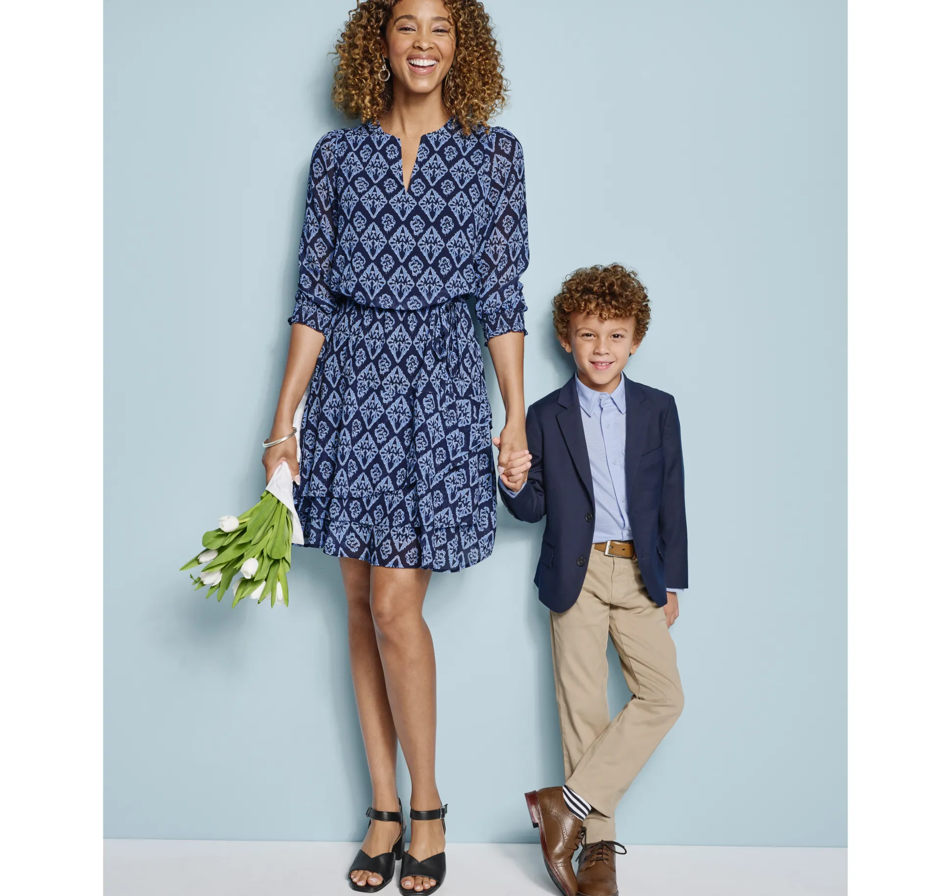 Tiered V-Neck Print Dress