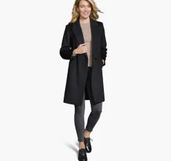 Wool-Blend Coat with Removable Knit Collar